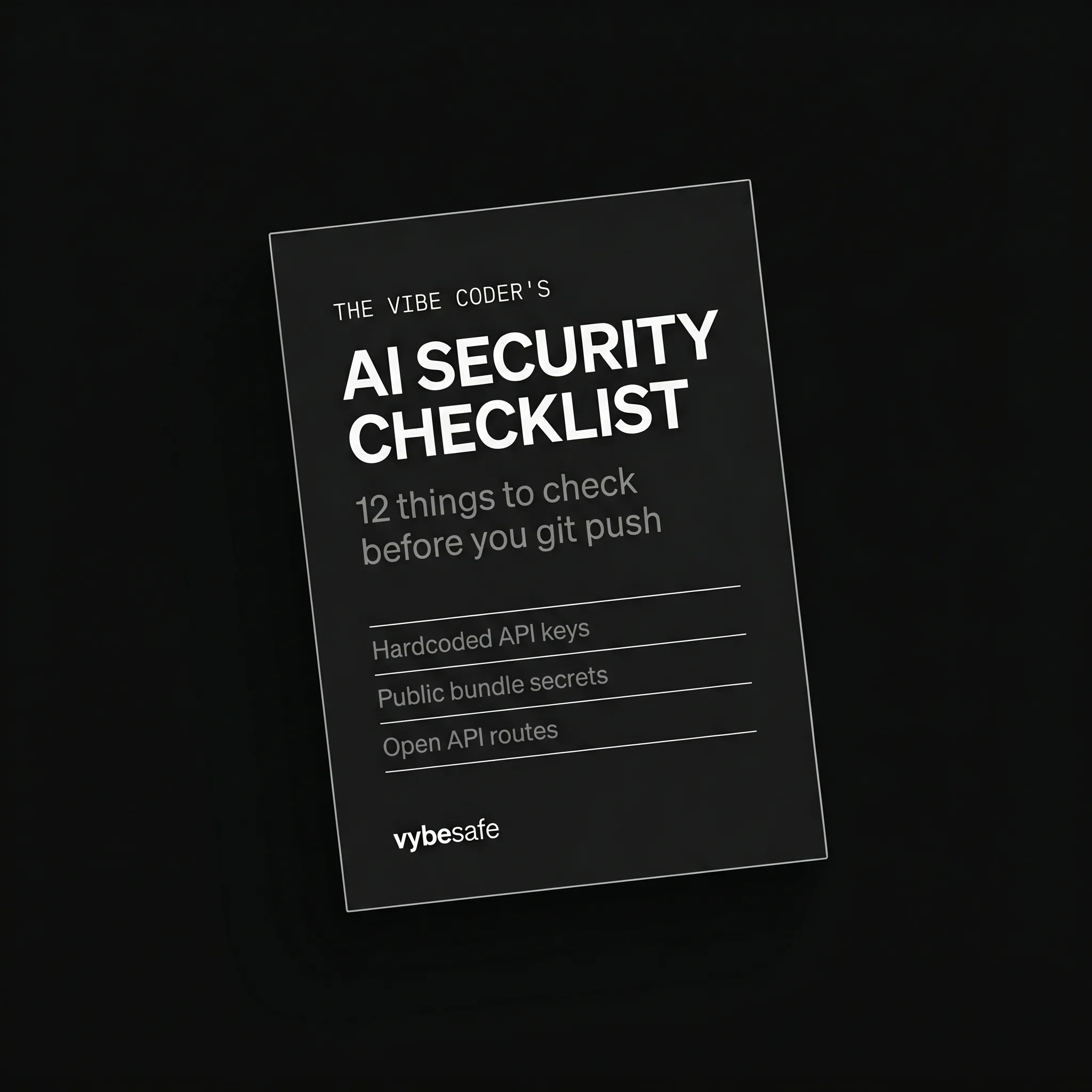 The Vibe Coder's AI Security Checklist PDF cover